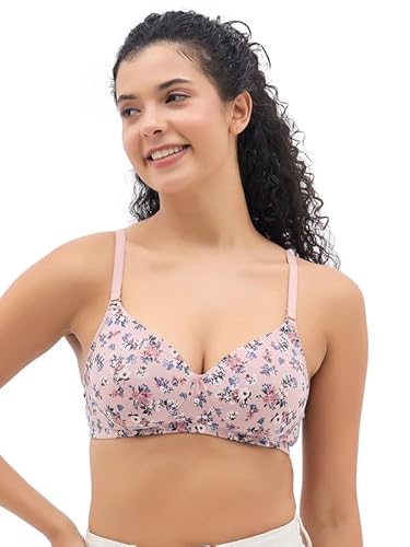Clovia Women’s Cotton Printed T-Shirt Bra – Lightly Padded, Wire-Free, Full-Cup Comfort
